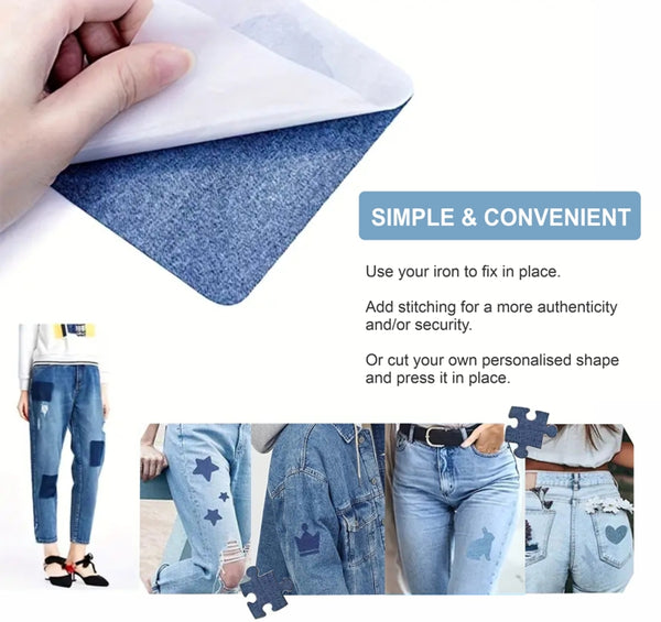 DIY Denim PatchKit Iron-on for Large Repairs